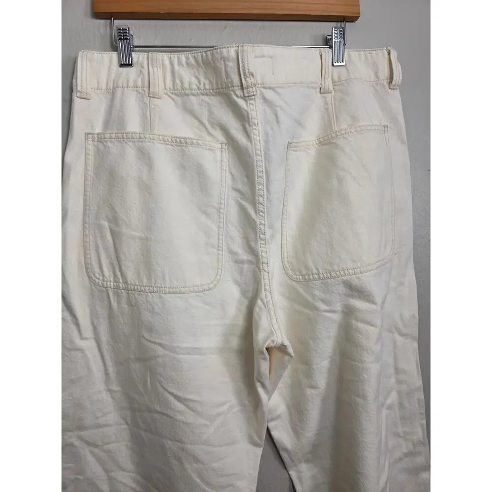 Madewell Men Patch Pocket Relaxed Jeans Ecru Cream Linen Blend Denim 34 NWT